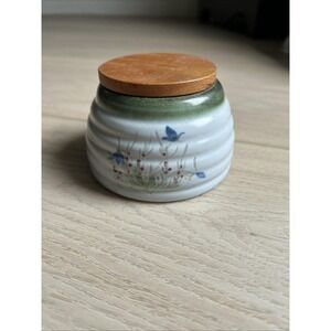 Vintage Buchan Pottery Beehive Honeypot Jar Scottish Flowers Thistle Heather
